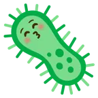kissing face with closed eyes + microbe