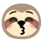 kissing face with closed eyes + sloth
