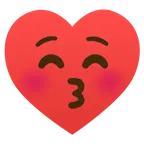 kissing face with closed eyes + heart suit
