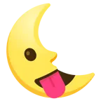 face with tongue + last quarter moon face