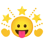 face with tongue + glowing star