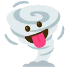 face with tongue + tornado