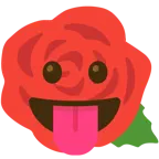 face with tongue + rose