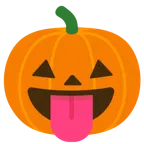 face with tongue + jack-o-lantern