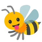 face with tongue + honeybee