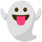 face with tongue + ghost