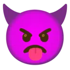 face with tongue + angry face with horns