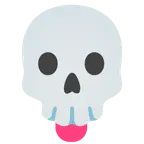 face with tongue + skull