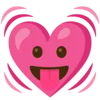 face with tongue + beating heart