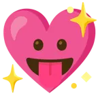 face with tongue + sparkling heart