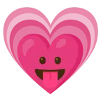 face with tongue + growing heart