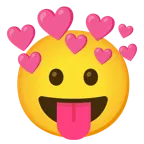 face with tongue + heart with arrow