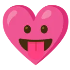 face with tongue + heart with ribbon