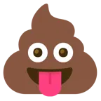 face with tongue + pile of poo