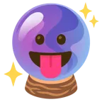 face with tongue + crystal ball