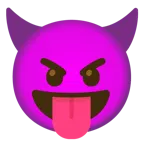face with tongue + smiling face with horns