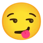 face with tongue + smirking face
