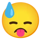 face with tongue + downcast face with sweat