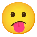 face with tongue + confused face