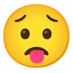 face with tongue + worried face