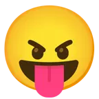face with tongue + angry face