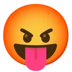 face with tongue + enraged face