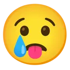 face with tongue + crying face