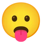 face with tongue + frowning face with open mouth