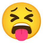 face with tongue + tired face