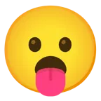 face with tongue + face with open mouth