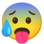 face with tongue + anxious face with sweat