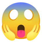 face with tongue + face screaming in fear