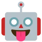 face with tongue + robot