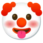 face with tongue + clown face