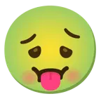 face with tongue + nauseated face
