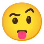 face with tongue + face with raised eyebrow