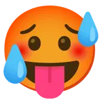 face with tongue + hot face