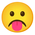 face with tongue + frowning face