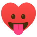 face with tongue + heart suit
