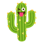 faccina che fa l’occhiolino e mostra la lingua + cactus