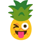 faccina che fa l’occhiolino e mostra la lingua + ananas