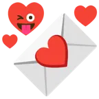 faccina che fa l’occhiolino e mostra la lingua + lettera d’amore
