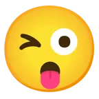 faccina che fa l’occhiolino e mostra la lingua + faccina sorpresa