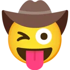 faccina che fa l’occhiolino e mostra la lingua + faccina con cappello da cowboy