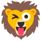 faccina che fa l’occhiolino e mostra la lingua + leone