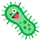 faccina che fa l’occhiolino e mostra la lingua + microbo