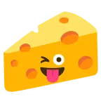 faccina che fa l’occhiolino e mostra la lingua + fetta di formaggio