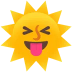 faccina che strizza gli occhi e mostra la lingua + faccina sole