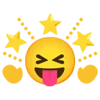 faccina che strizza gli occhi e mostra la lingua + stella che brilla
