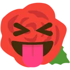 faccina che strizza gli occhi e mostra la lingua + rosa
